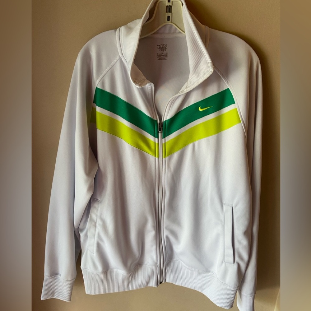 Nike track jacket full zipper XL white with yellow and green accent colours